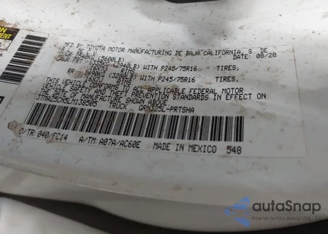 2020 Toyota Tacoma Sr5 V6 z USA, uszkodzony, nr VIN 3TMAZ5CN5LM138505